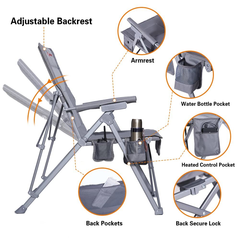 ANTARCTICA GEAR Heated Camping Chair with 12V 16000mAh Battery Pack, Heated Portable Chair - Mountain Lakes Mall