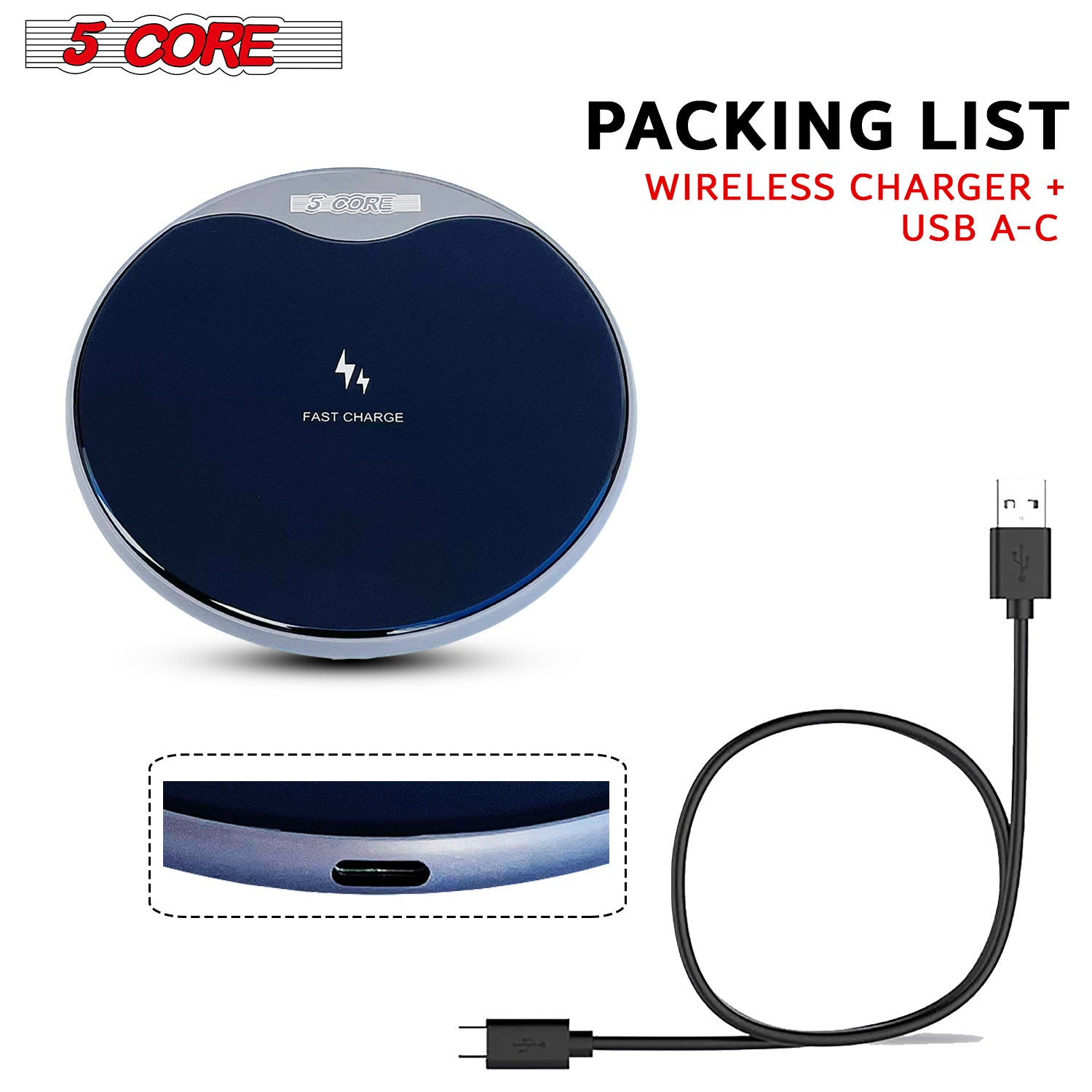 Wireless Fast Charger Pad Glass Top Qi 15W Boost charge for iPhone Samsung Slim Wire Less Charging USB-C 2020 5 Core cell phone accessories CDKW01 MG - Mountain Lakes Mall