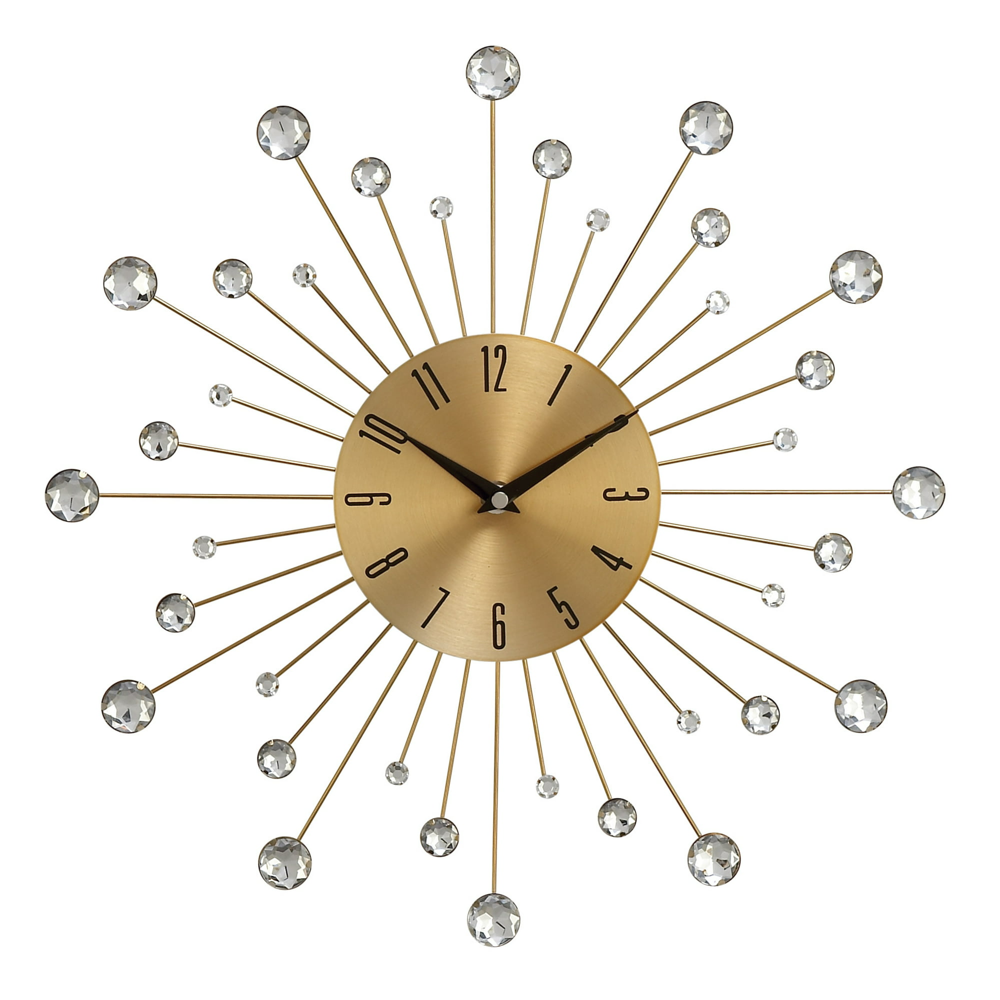 DecMode Gold Metal Glam Wall Clock, 15'L x 0.5'W x 15'H, Features Starburst Design - Mountain Lakes Mall