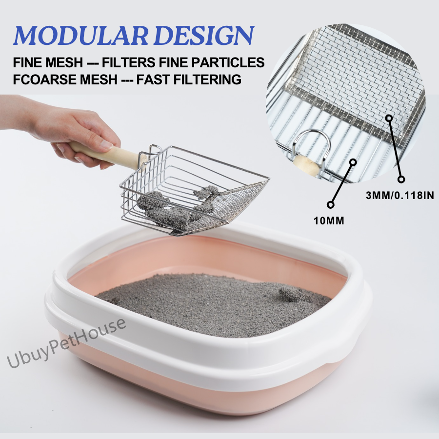 Cat metal litter scoops filter small feces Litter filters Oversized dog litter scoops can cope with different sizes of feces small and large holes The new design of litter scoops Wooden handles - Mountain Lakes Mall