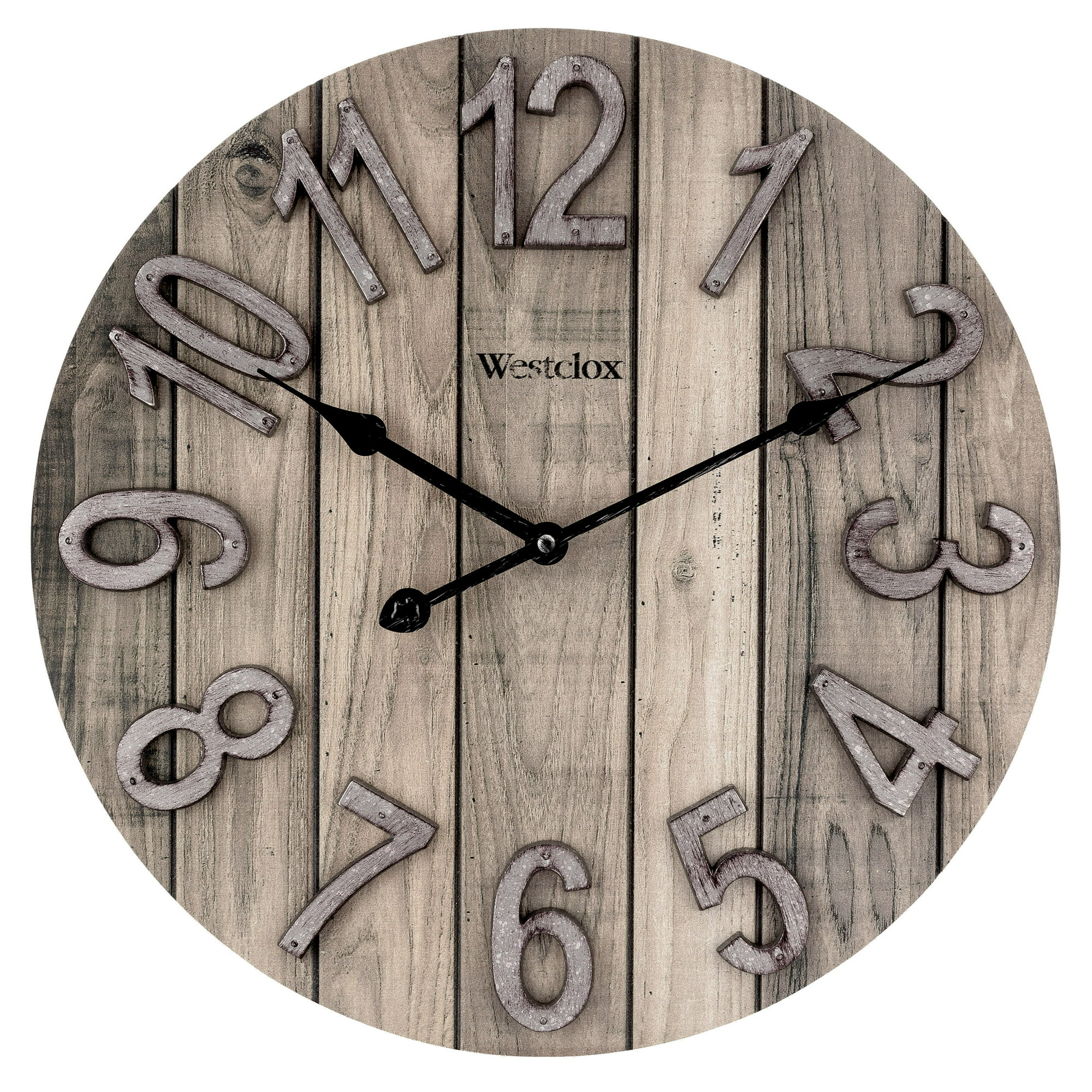 Westclox 15.5" Brown Farmhouse Style Wood Grain Analog QA Wall Clock - Mountain Lakes Mall