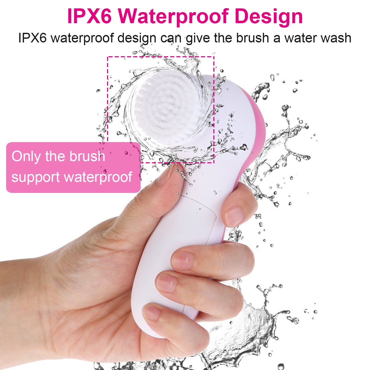 Facial Cleansing Brush Waterproof Face Spin Cleaning Brush with 5 Brush Heads - Mountain Lakes Mall