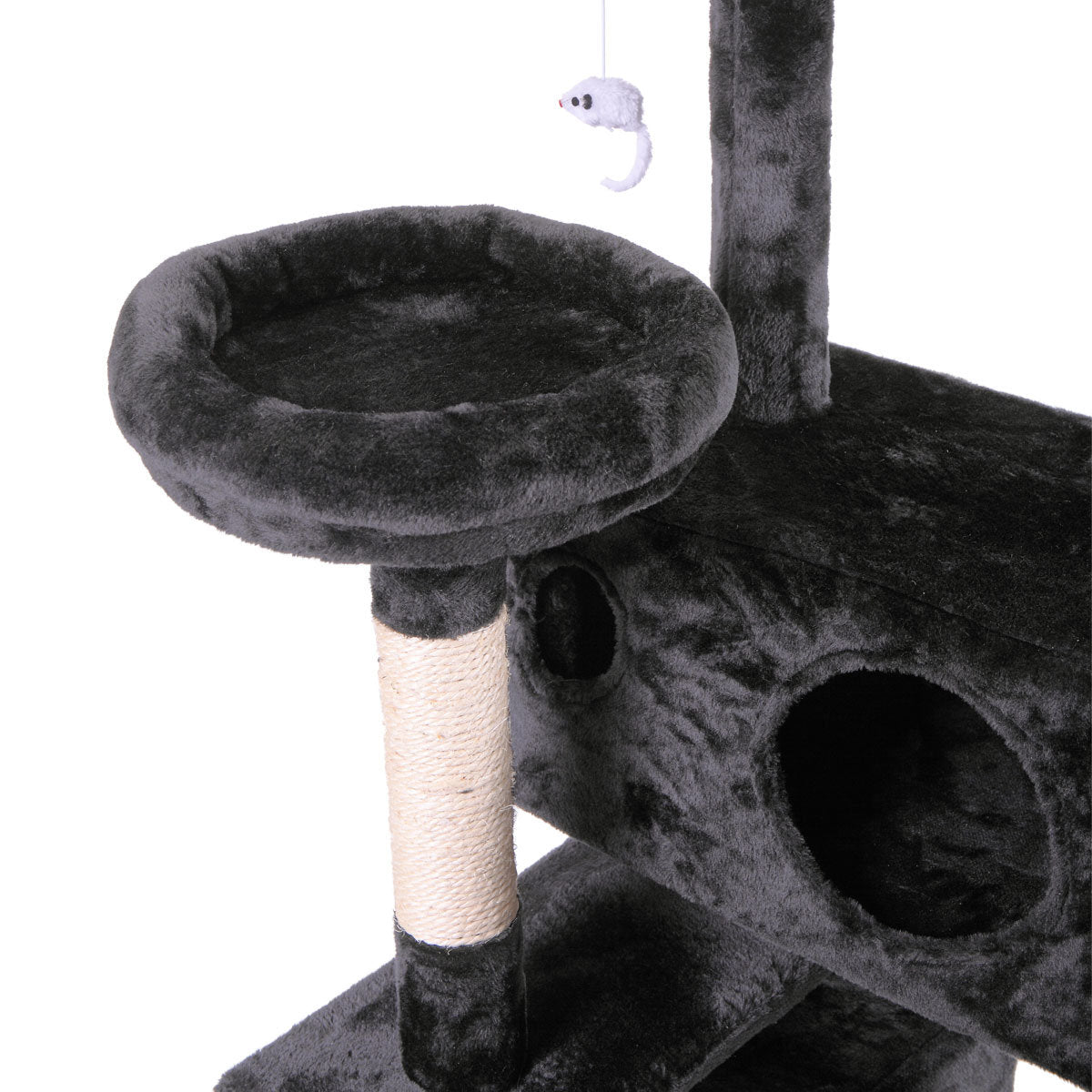 Cat Tree Cat Tower with Scratching Ball, Plush Cushion, Ladder and Condos for Indoor Cats, Gray XH - Mountain Lakes Mall