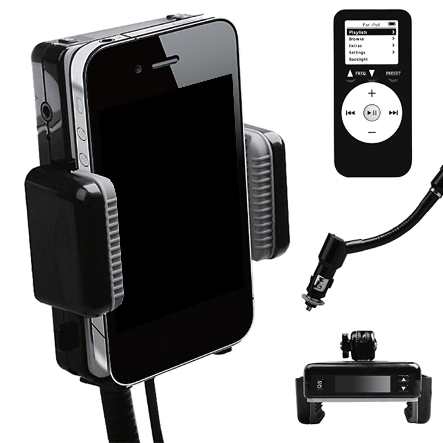 FM Transmitter Hands-free Car Charger with Remote Control Phone Stand 3.5 mm Headphone Jack - Mountain Lakes Mall