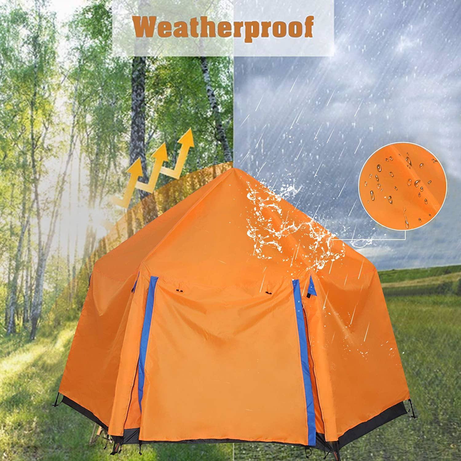 3-4 Person Camping Instant Pop-up Tent, Sun Shelter Waterproof Double Layer 4 Seasons Lightweight Tent - Mountain Lakes Mall