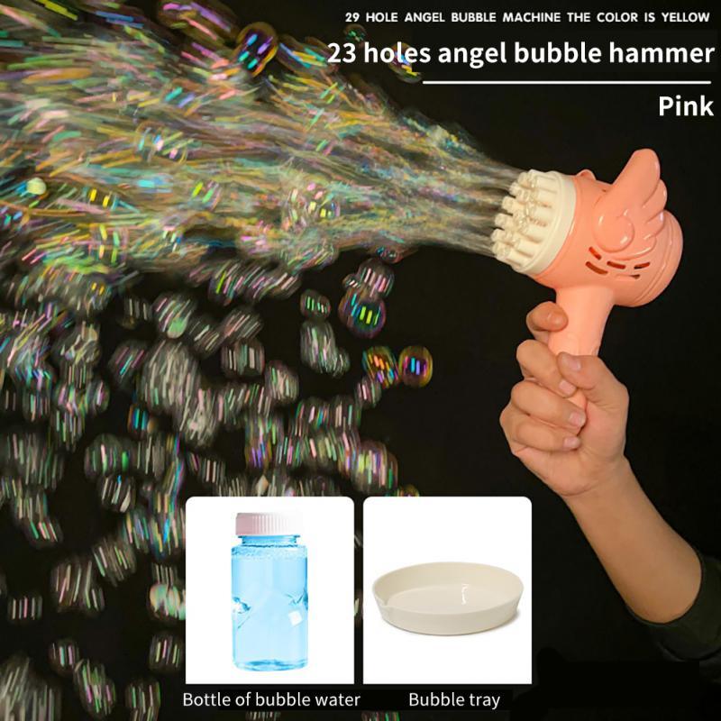 Bubble Hammer Gun Children Gift Toys Small Fan Soap Bubbles Gun Kids Toys 23 Hole Bubbles Machine - Mountain Lakes Mall