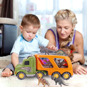 Toy Dinosaur for 2 3 4 Years Old Boys and Girls;  Car Transport Truck with Sound and Light;  6 Pack of 5'' Dinosaur Toys - Mountain Lakes Mall