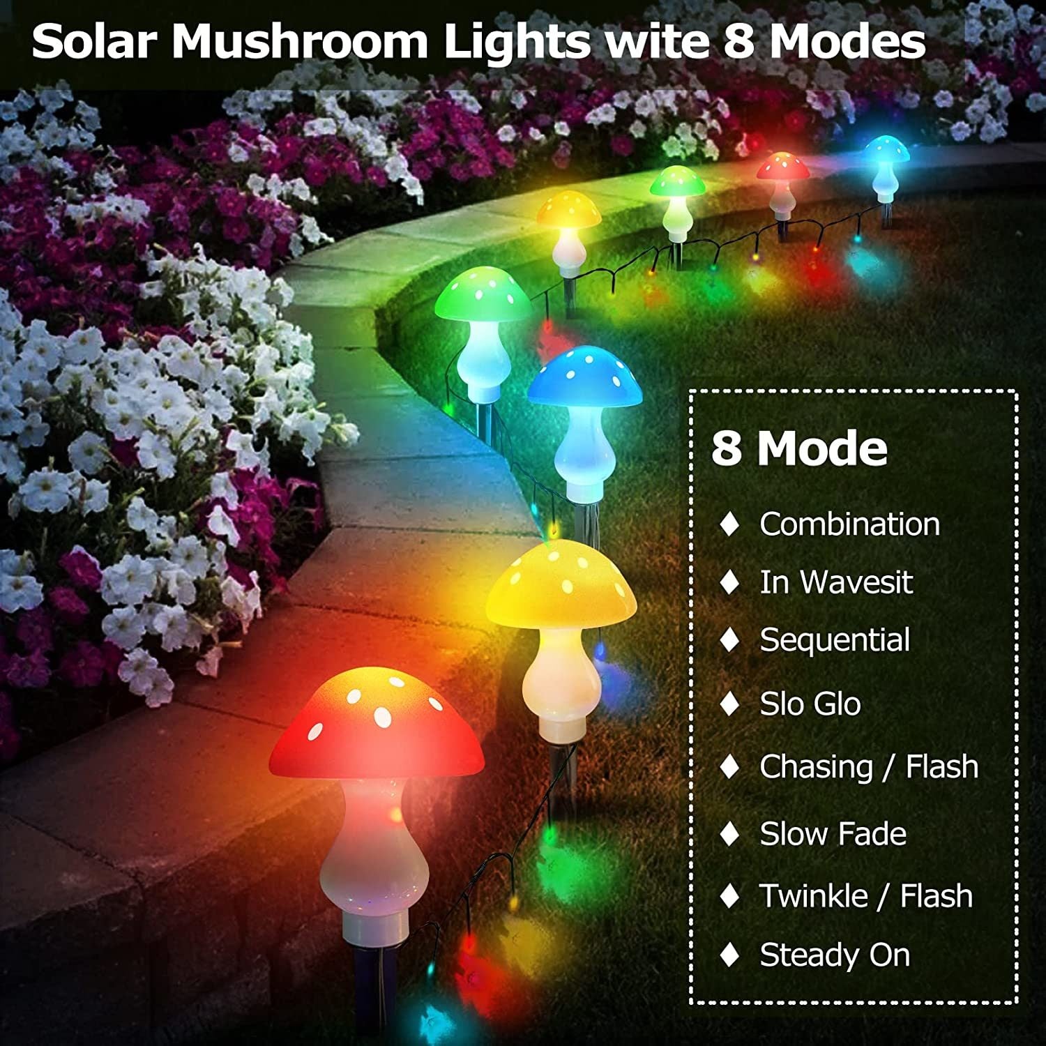 Solar Mushroom Light; Multi-Color Changing LED Outdoor Flowers Garden Courtyard Yard Patio Outside Christmas Holiday Decor; LED Lights - Mountain Lakes Mall