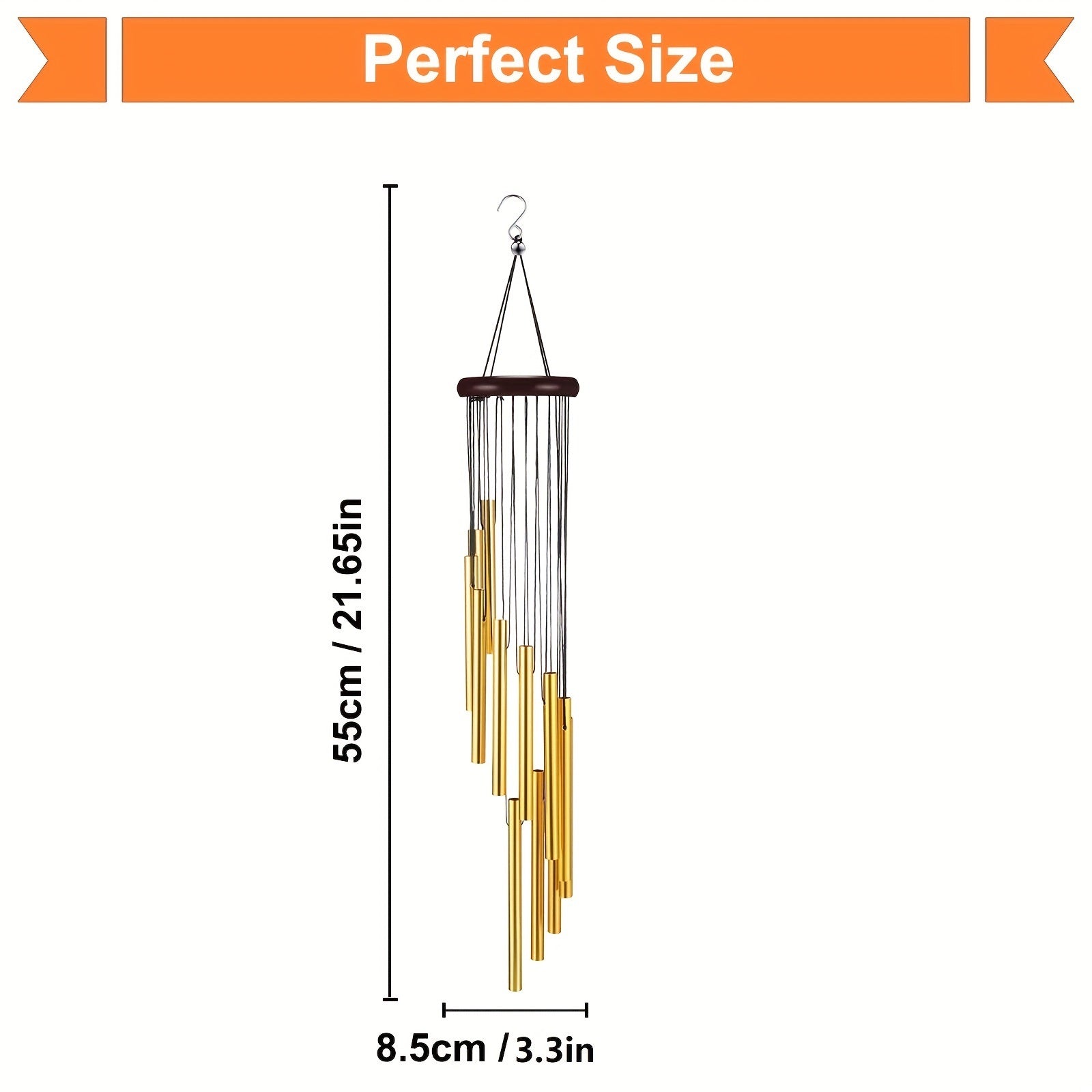 1pc, 21.6 Inches Golden Vintage Wind Chime - Mountain Lakes Mall