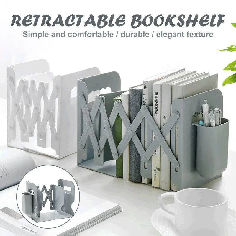 Retractable Bookend Book Stand Multifunction Book Folder Bookshelf With Pen Holder - Mountain Lakes Mall