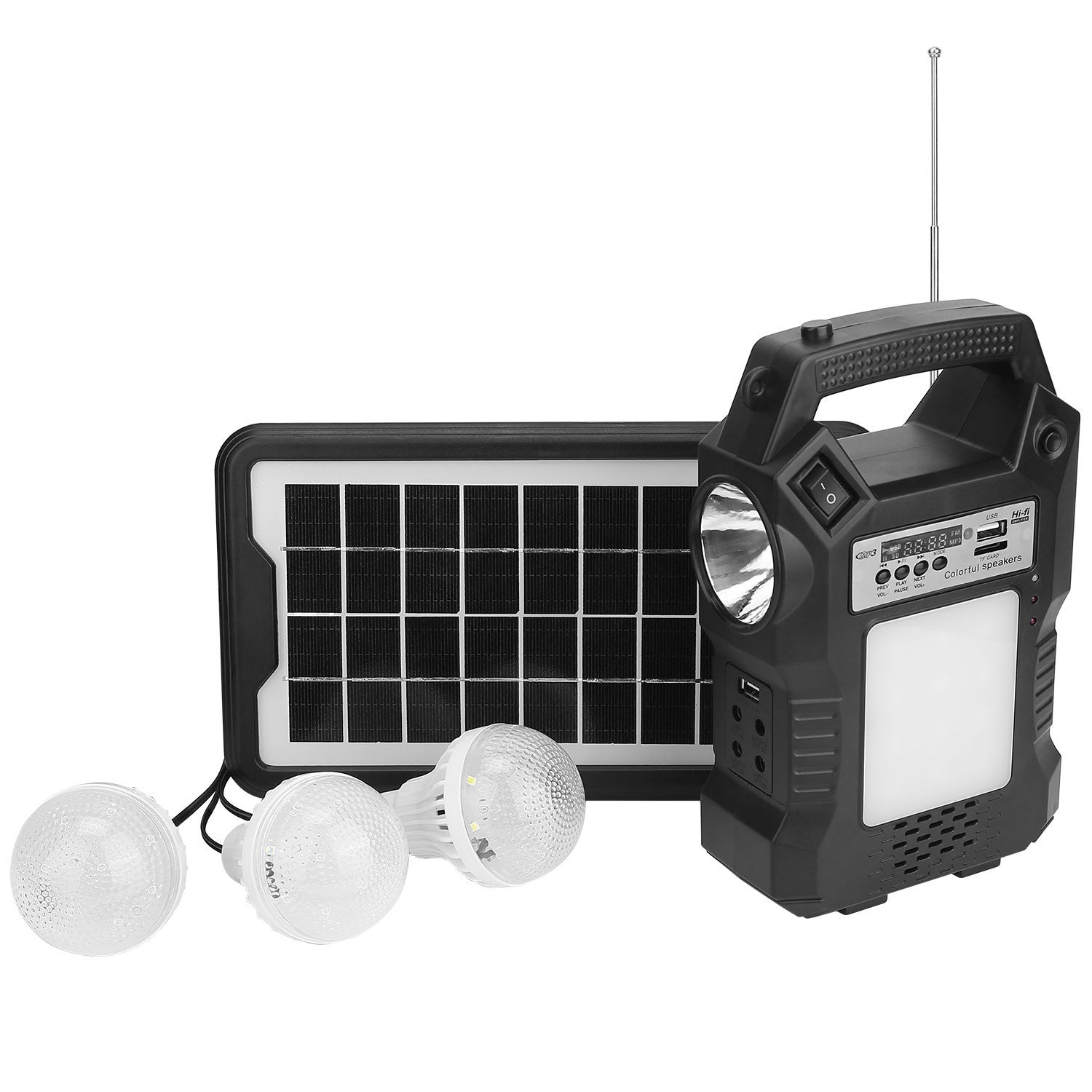 Portable Solar Power Station Rechargeable Backup Power Bank w/Flashlight 3 Lighting Bulbs For Camping Outage Garden Lamp - Mountain Lakes Mall