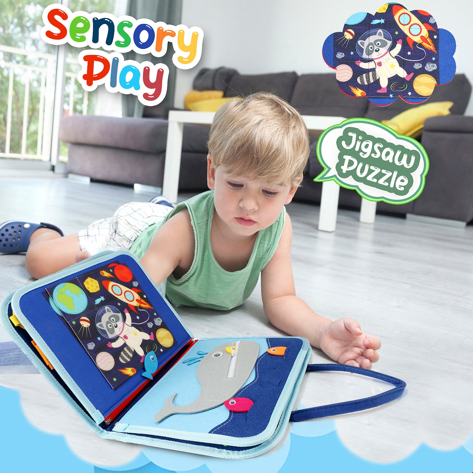 Busy Board Sensory Activity - Montessori Toys Airplane Travel Essentials Road Trip Games Quiet Book Birthday Gifts Learning Toy Educational Toy - Mountain Lakes Mall