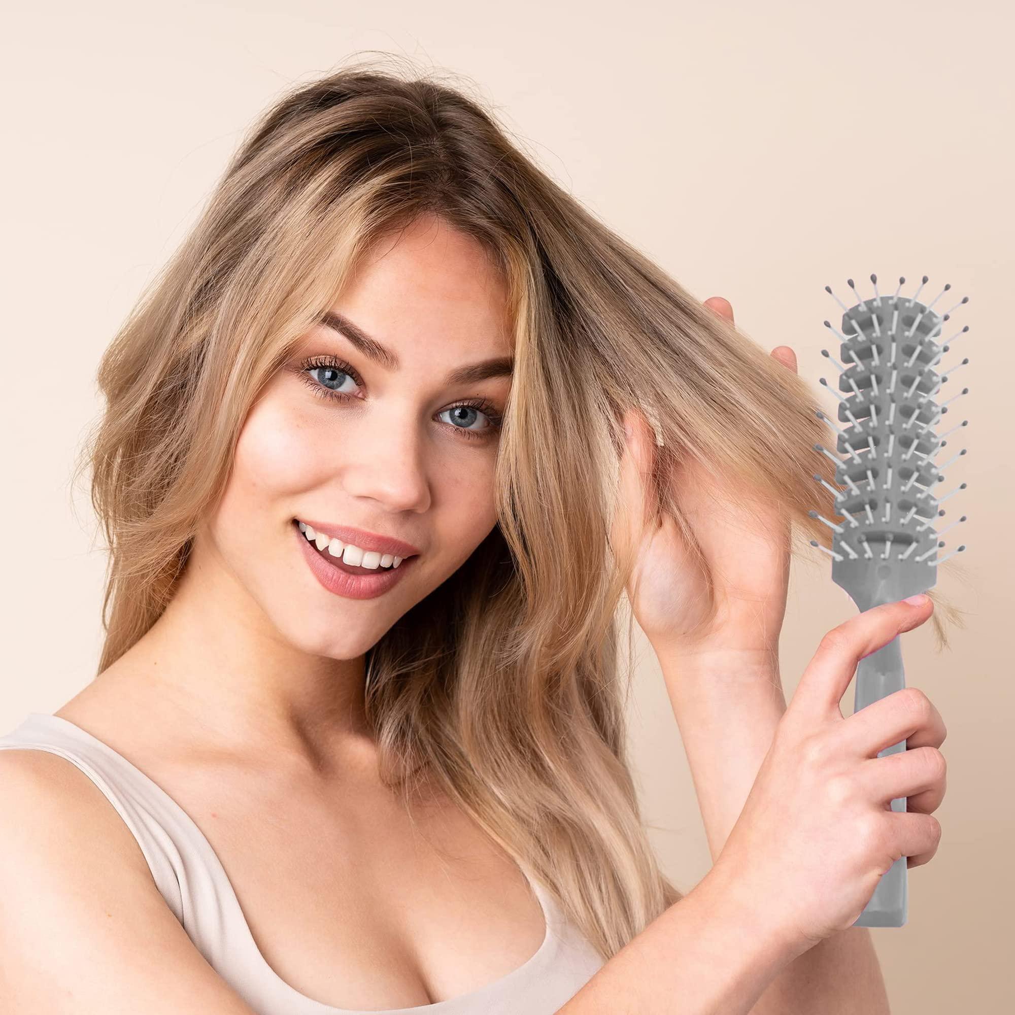 Gray Vent Hair Brush Pack of 12 Vented Detangling Brush for All Hair Types Curly Hair Detangler Brush with Plastic Bristles - Mountain Lakes Mall