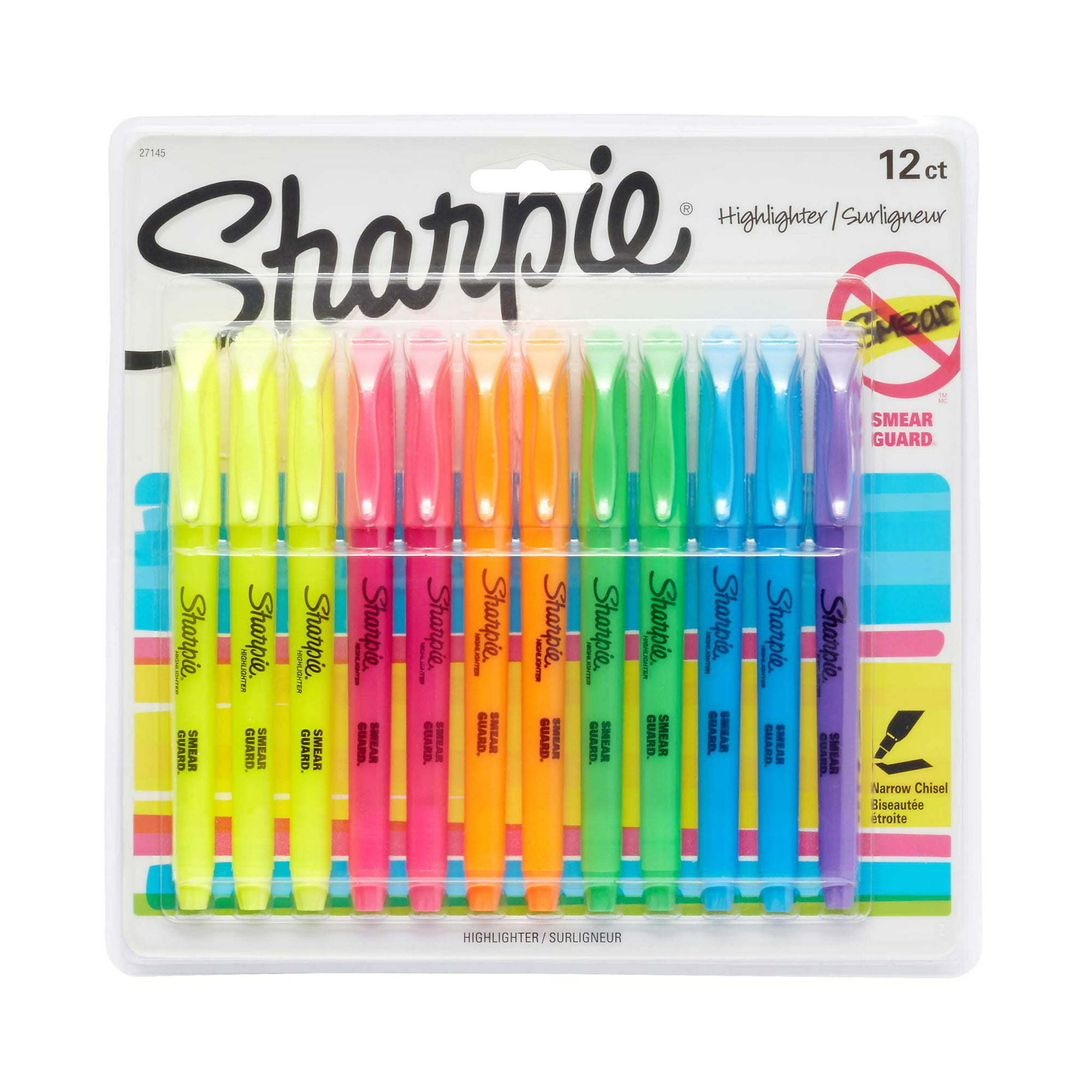 Sharpie Pocket Highlighters, Chisel Tip, Fluorescent Colors, 12 Count - Mountain Lakes Mall