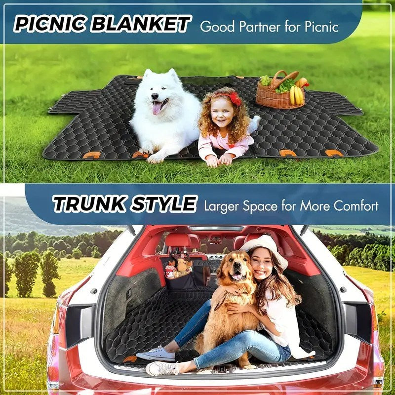 Dog rear seat cover, waterproof car seat protector with side wings, scratch resistant dog rear seat cover, durable anti slip dog hammock suitable for cars, trucks, and SUVs - Mountain Lakes Mall