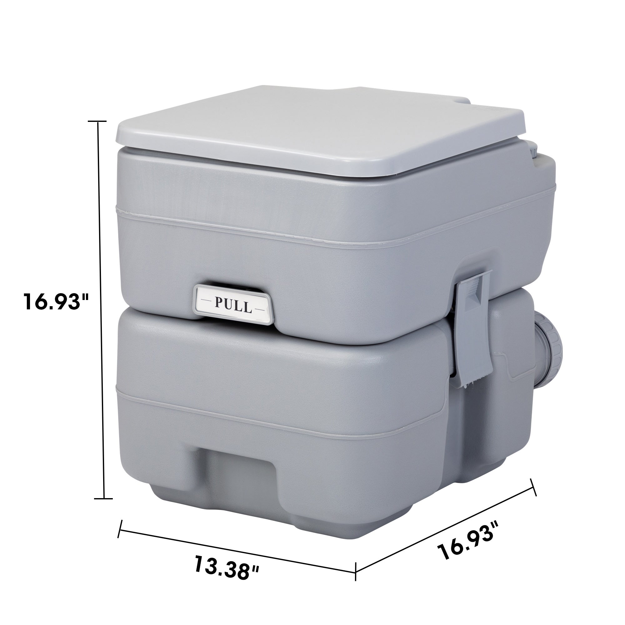 Portable Push-rod Toilet, 20L/5.3 Gallons Detachable Tank for Camping, Boating, Hiking and Traveling, Cold Gray - Mountain Lakes Mall