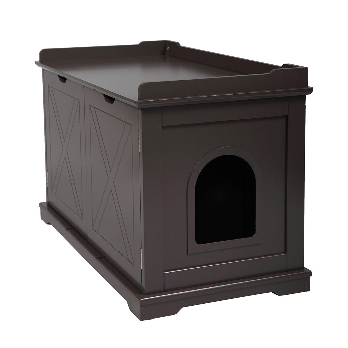 Cat Washroom Bench, Wood Litter Box Cover with Spacious Inner, Ventilated Holes, Removable Partition, Easy Access,Chocolate Brown - Mountain Lakes Mall