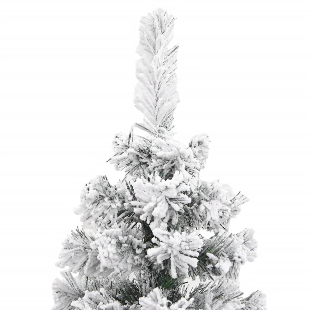 Slim Artificial Christmas Tree with Flocked Snow Green 7 ft PVC - Mountain Lakes Mall