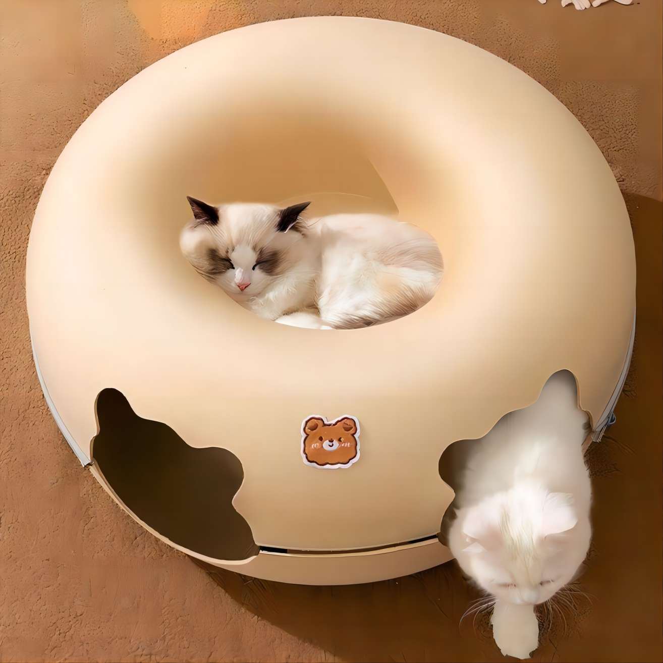 Cat Tunnel BedCat Nest Four Seasons Universal  Summer Sleep Internet Red Donut Dodge House Pet Cat Drill Hole Semi-EnclosedPeekaboo Cat Cave, Cat Donut Tunnel Toy for Indoor Cats, Circle Bed - Mountain Lakes Mall