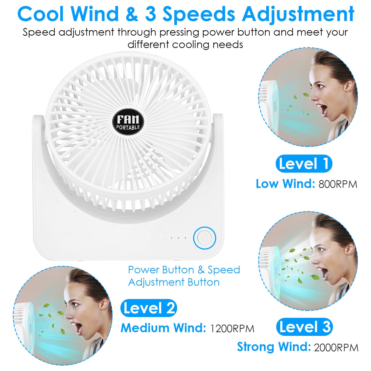 6.5in Desk Fan USB Powered 2 Speeds Table Cooling Fan Tilt Quiet Desktop Fan for Bedroom Office - Mountain Lakes Mall