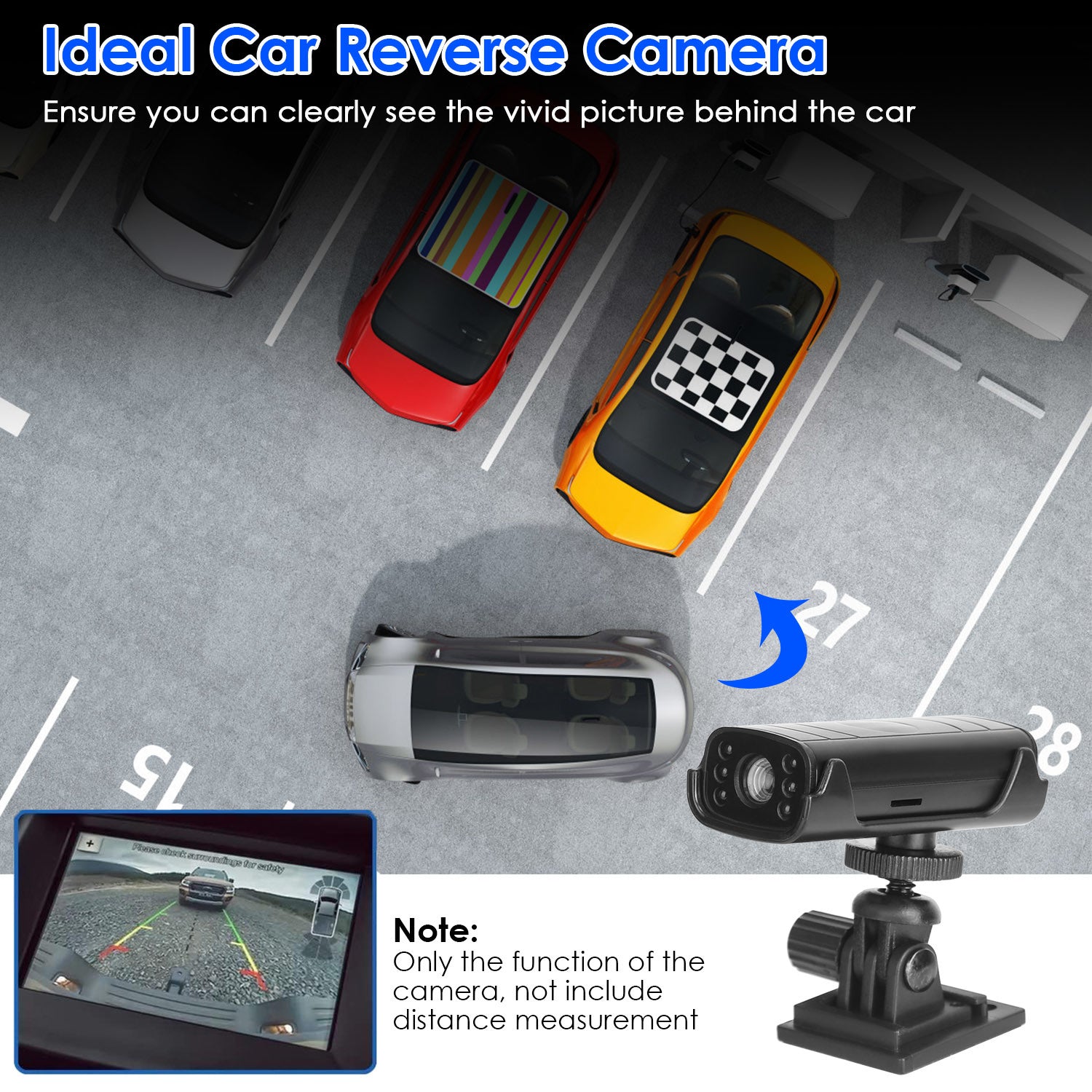 Wireless Camera Reverse Hitch Guide Camera Vehicle Backup Rechargeable Camera with Flexible Adhesive Base Night Vision for Car RVs Trailer Truck - Mountain Lakes Mall