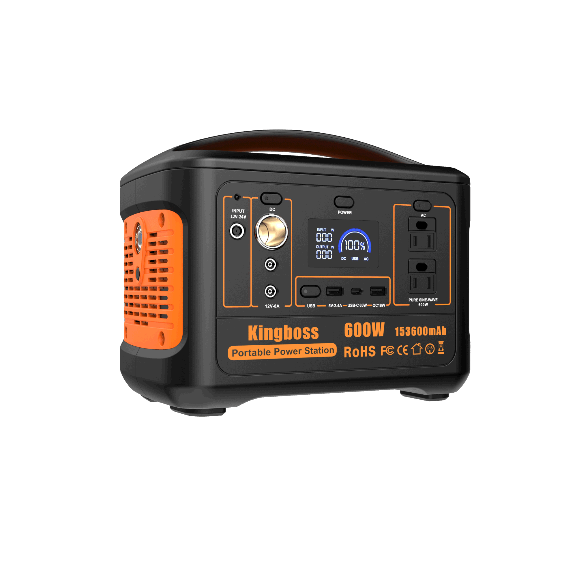 Portable Power Station 110V/600W 568Wh Lithium Battery Pure Sine Wave AC Outlet DC USB Solar Generator - Mountain Lakes Mall