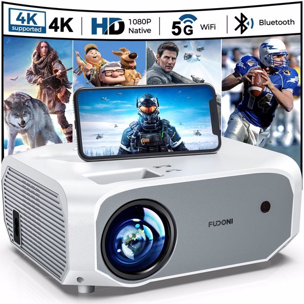 Projector with WiFi and Bluetooth - Native 1080P 5G WiFi 4K projector compatible with FUDONI 10000L Portable Outdoor with Screen; Home Theater Projector for iOS/Android/TV /Laptop(Shipment from FBA) - Mountain Lakes Mall