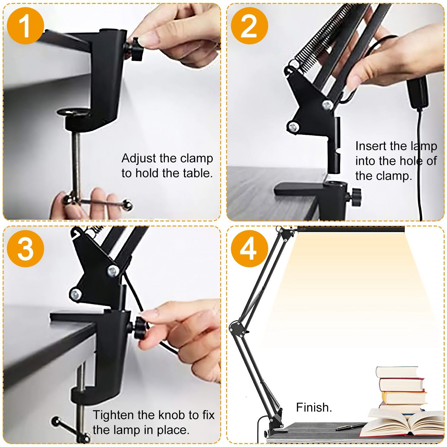 LED Reading Desk Lamp with Clamp Adjustable Swing Arm - Mountain Lakes Mall