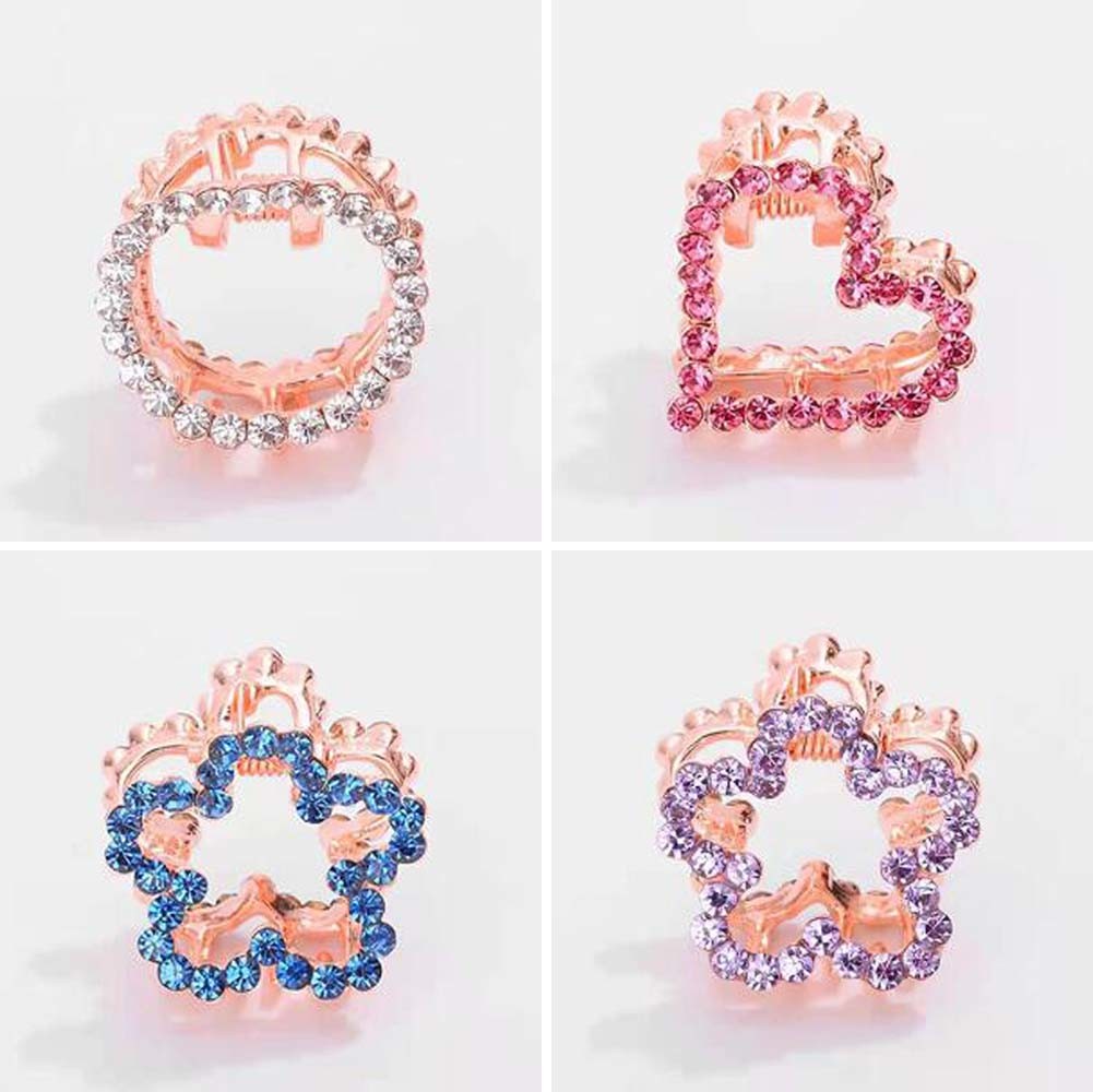 2 Pcs Rhinestone Hair Claw Clips Small Jaw Clips Bling Metal Hair Clamp, Heart-1 - Mountain Lakes Mall