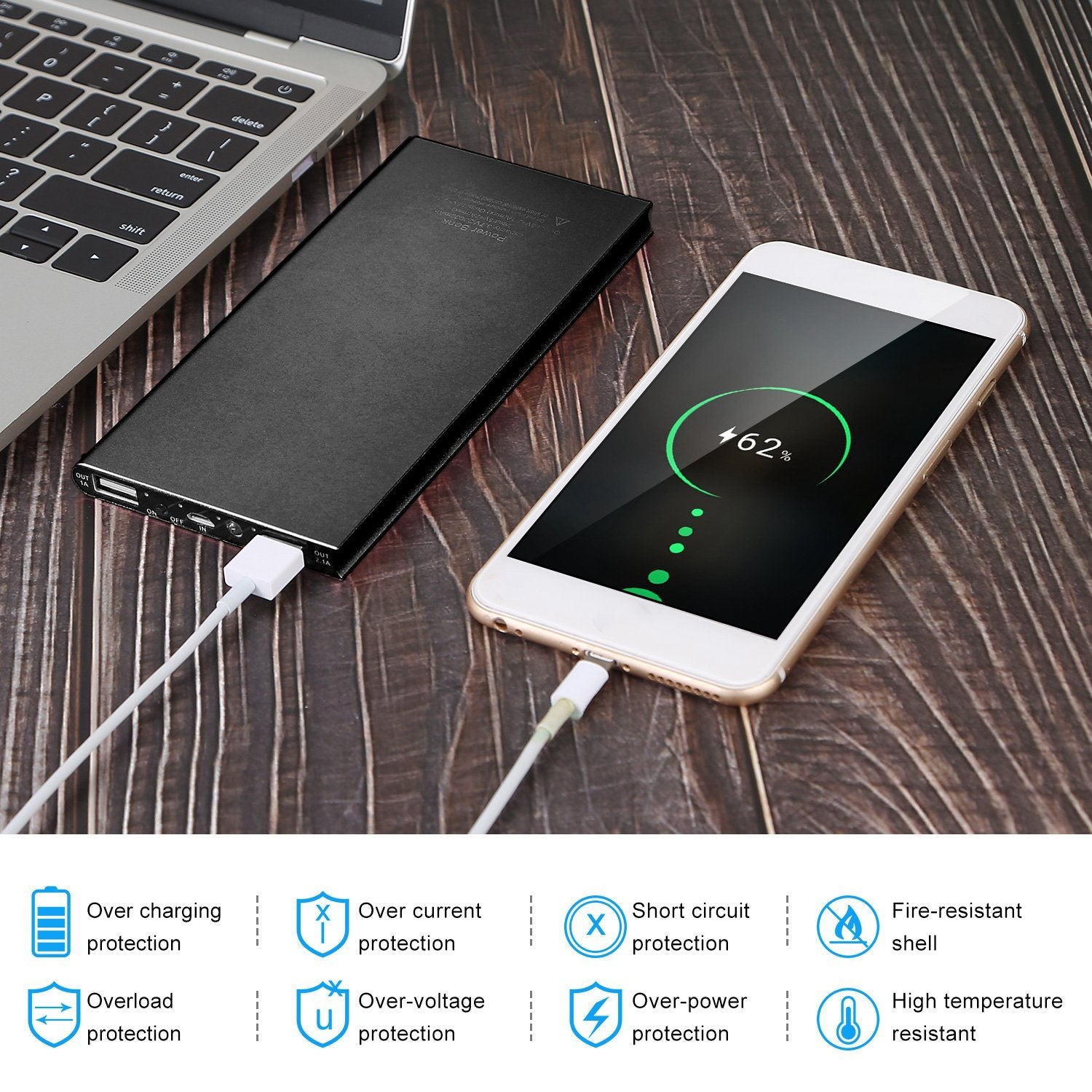 20000mAh Power Bank Ultra-thin External Battery Pack Phone Charger - Mountain Lakes Mall