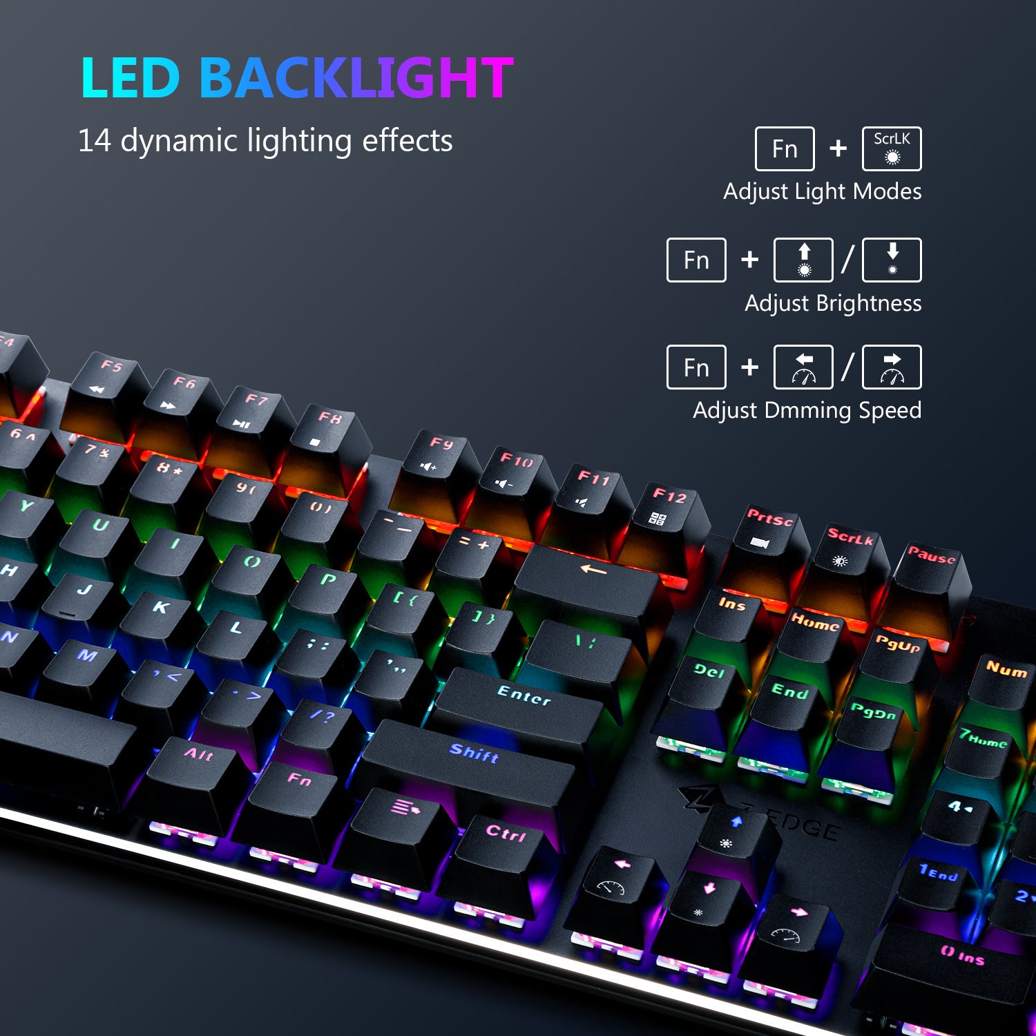 Z-EDGE UK104 104 Keys USB Wired Mechanical Gaming Keyboard - Mountain Lakes Mall