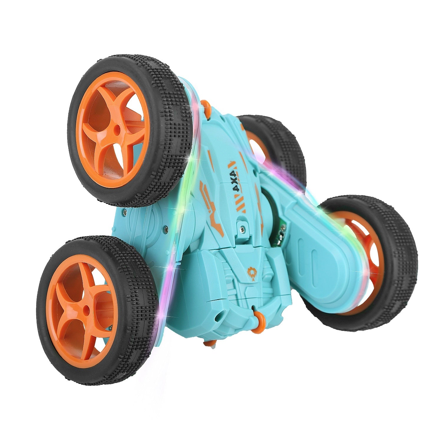 Kid Driving RC Stunt Car 7 Color Strip Light Dynamic Music Swing Arm Double-sided Rolling Remote Control Car Off Road - Mountain Lakes Mall