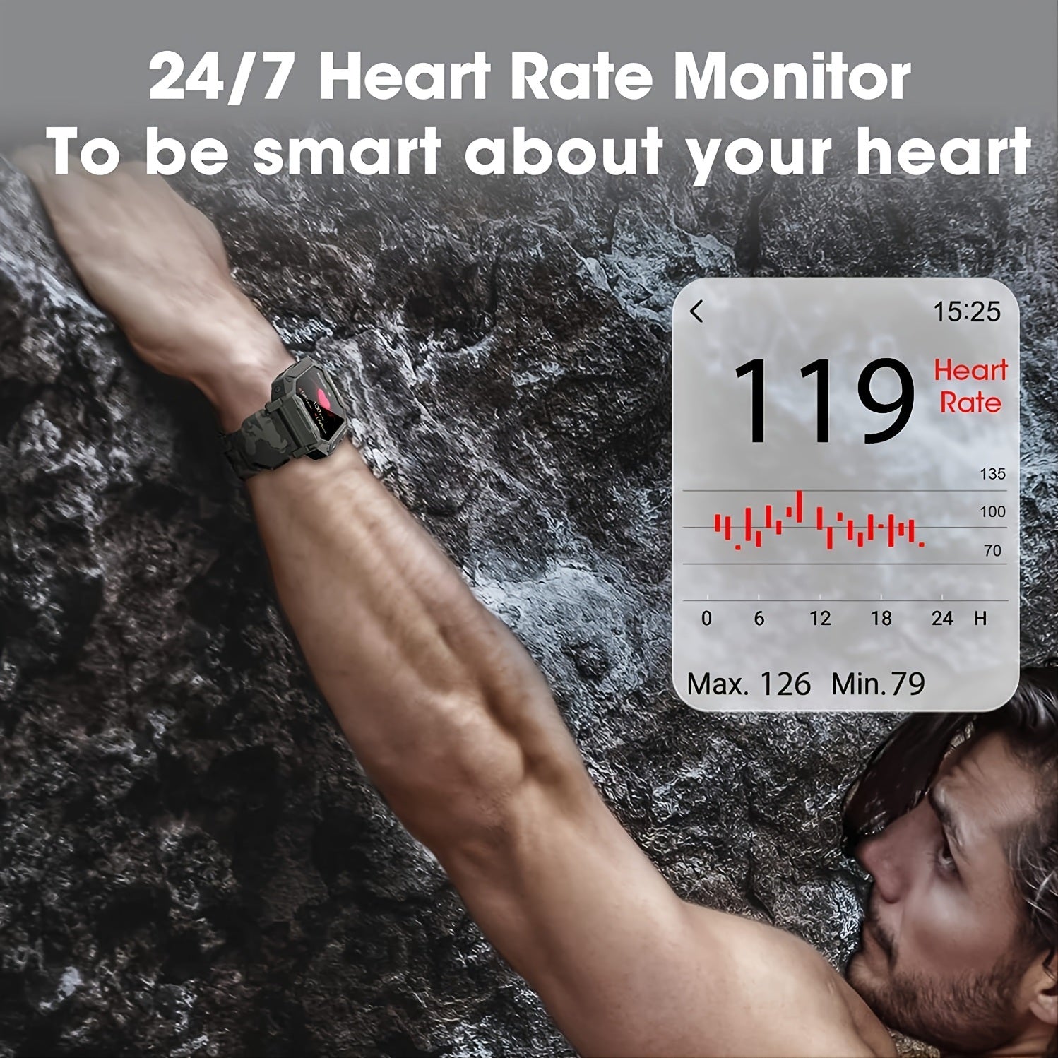 Military Smart Watch For Men; All-New 1.71'' Tactical Smartwatch For Android Phones And IPhone Compatible; 5ATM Fitness Tracker With Blood Pressure; Heart Rate; Blood Oxygen Monitor - Mountain Lakes Mall