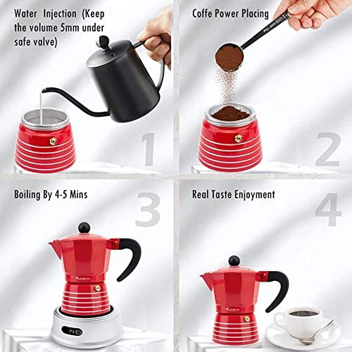 RAINBEAN Moka Pot 6 Cup Set, 11 oz / 300ml Stovetop Espresso Maker - Mountain Lakes Mall