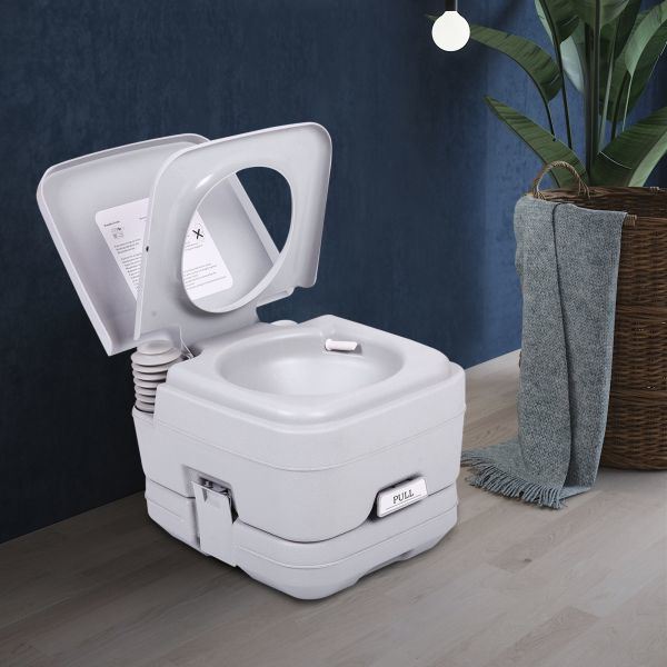 Lightweight Portable Toilet, 2.6 Gallon Flushable Camping Toilet, Sanitary Outdoor Travel Toilet for Tents Boats Semi Trucks RV Campers, Gray XH - Mountain Lakes Mall