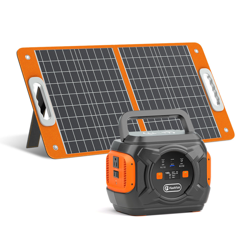 320W Portable Power Station;  Flashfish 292Wh 80000mAh Solar Generator Backup Power With LASHFISH 18V/60W Foldable Solar Panel;  Portable Solar Charger - Mountain Lakes Mall