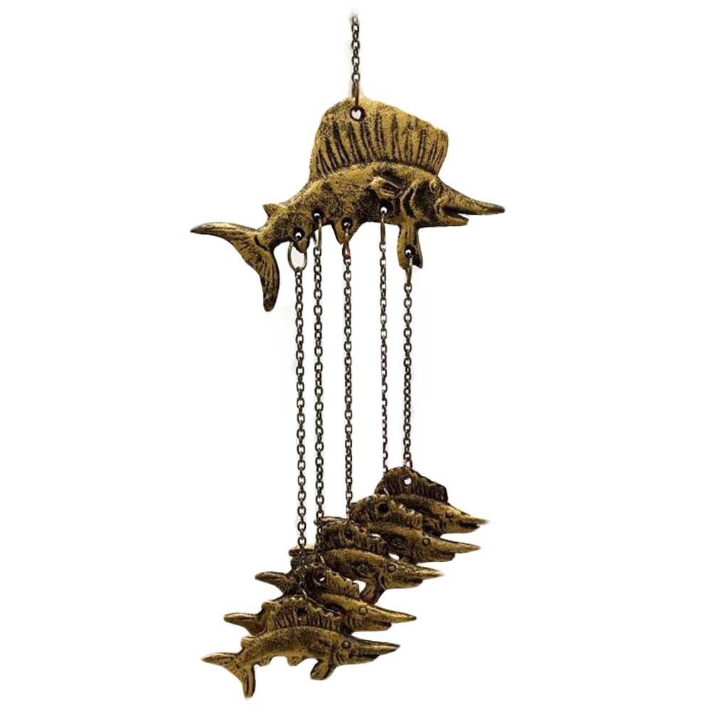 Japanese Cast Iron Wind Chimes Hanging Ornaments Antique Metal Amphioxus Doorbell Iron Art Fish Wind Chimes Decorations - Mountain Lakes Mall