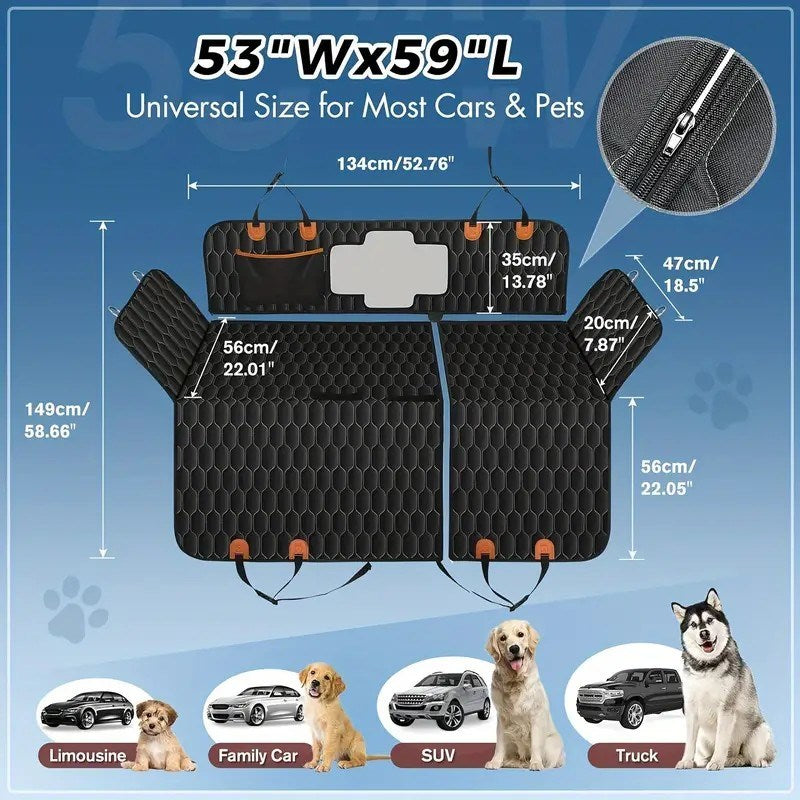 Dog rear seat cover, waterproof car seat protector with side wings, scratch resistant dog rear seat cover, durable anti slip dog hammock suitable for cars, trucks, and SUVs - Mountain Lakes Mall