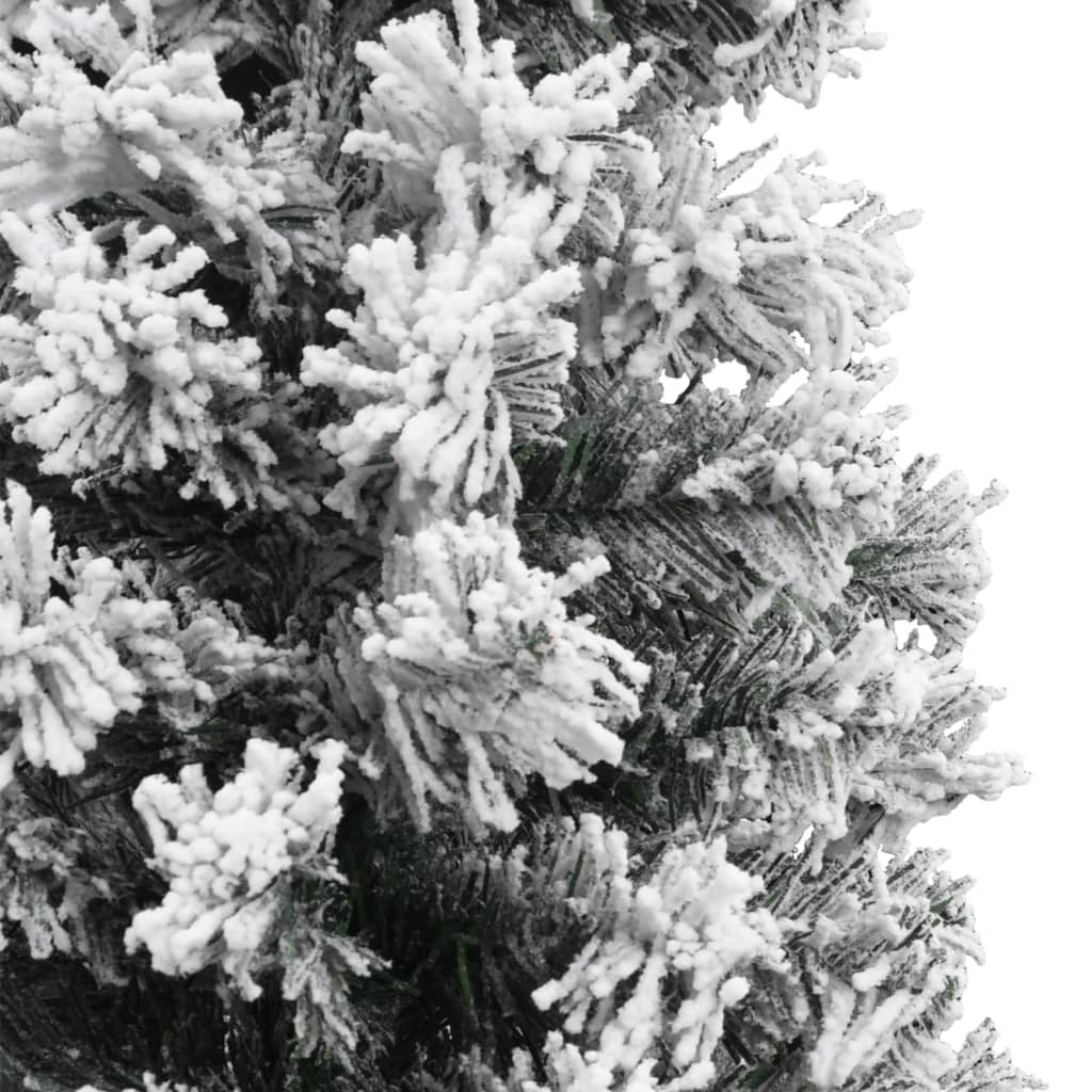 Slim Artificial Christmas Tree with Flocked Snow Green 7 ft PVC - Mountain Lakes Mall