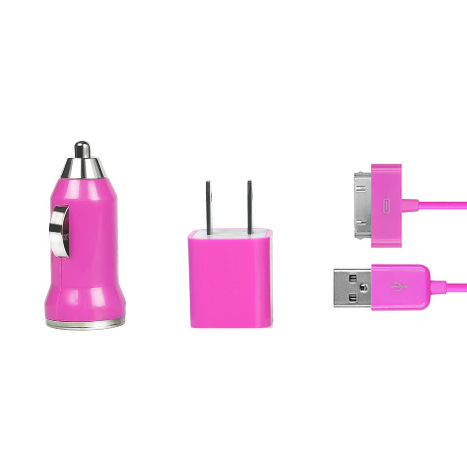 32pin USB Car Charger USB Wall Charger USB Cable Compatible with iPhone4/4S - Mountain Lakes Mall