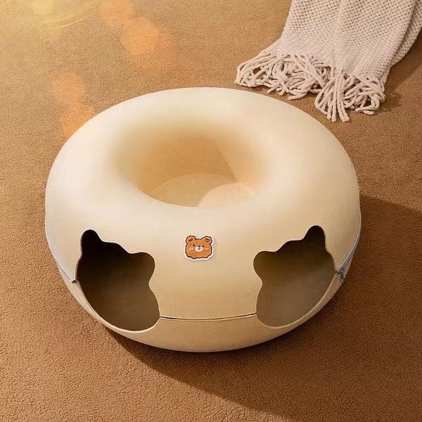 Cat Tunnel BedCat Nest Four Seasons Universal  Summer Sleep Internet Red Donut Dodge House Pet Cat Drill Hole Semi-EnclosedPeekaboo Cat Cave, Cat Donut Tunnel Toy for Indoor Cats, Circle Bed - Mountain Lakes Mall