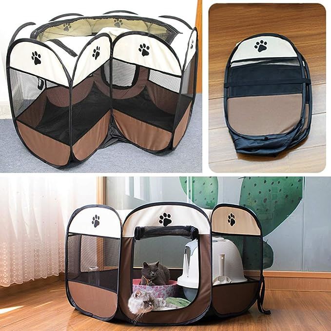 Large 44.9x 44.9x 22.8  Portable Foldable Pet Playpen Kennel House Playground for Puppy Cat Kittens Bunny Chicks Indoor Outdoor Travel Camping - Mountain Lakes Mall