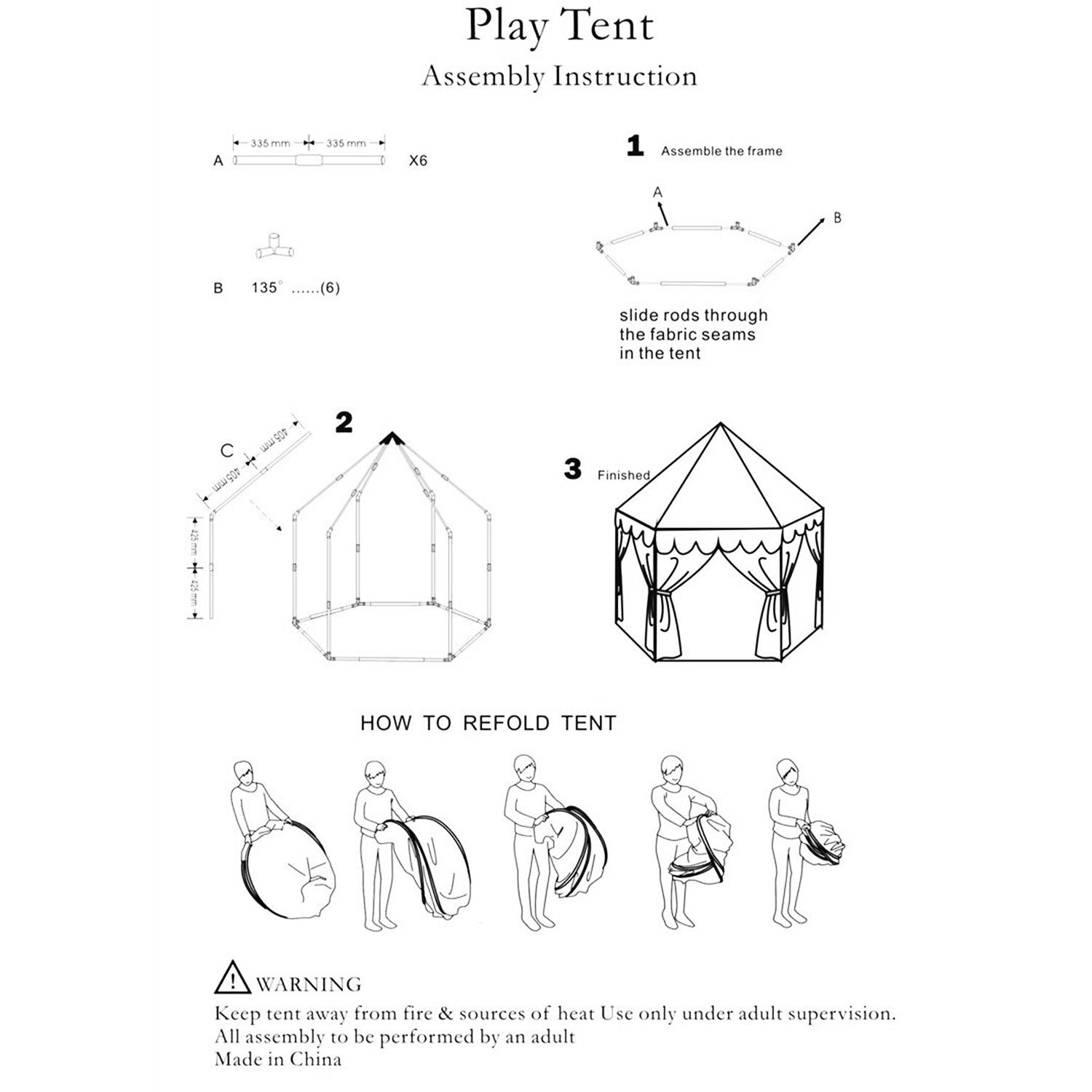 Kids Play Tents Princess for Girls Princess Castle Children Playhouse Indoor Outdoor Use - Mountain Lakes Mall