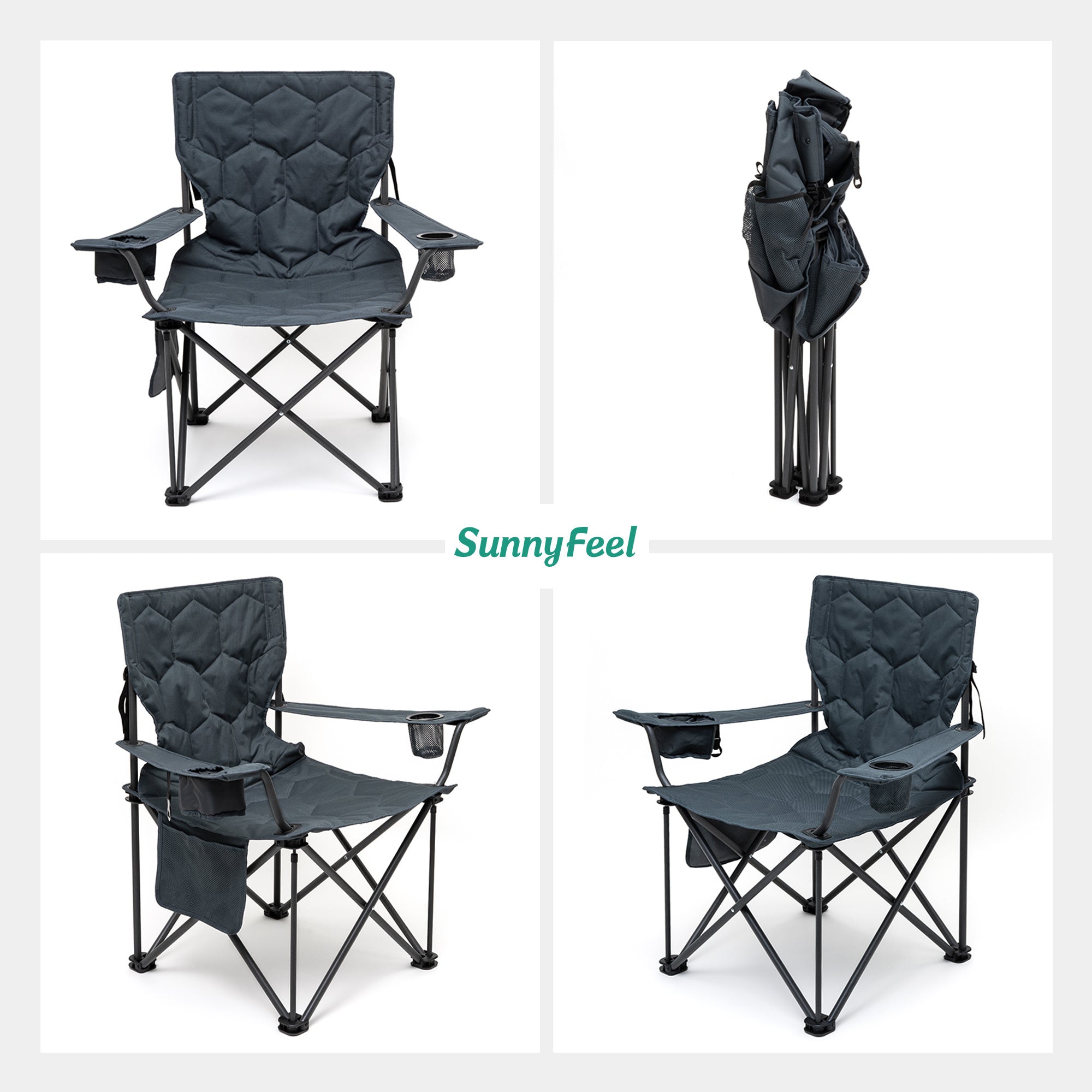 Oversized Folding Camping Chair, Heavy Duty Supports 300 LBS, Portable Chairs For Outdoor Lawn Beach Camp Picnic - Mountain Lakes Mall