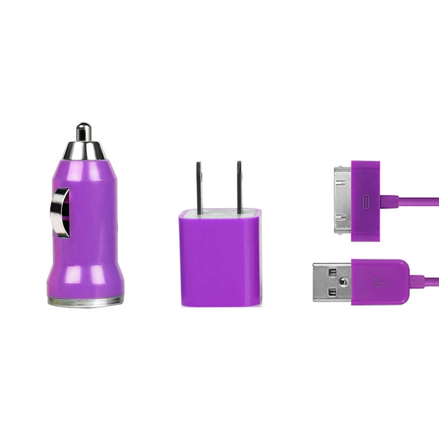 32pin USB Car Charger USB Wall Charger USB Cable Compatible with iPhone4/4S - Mountain Lakes Mall