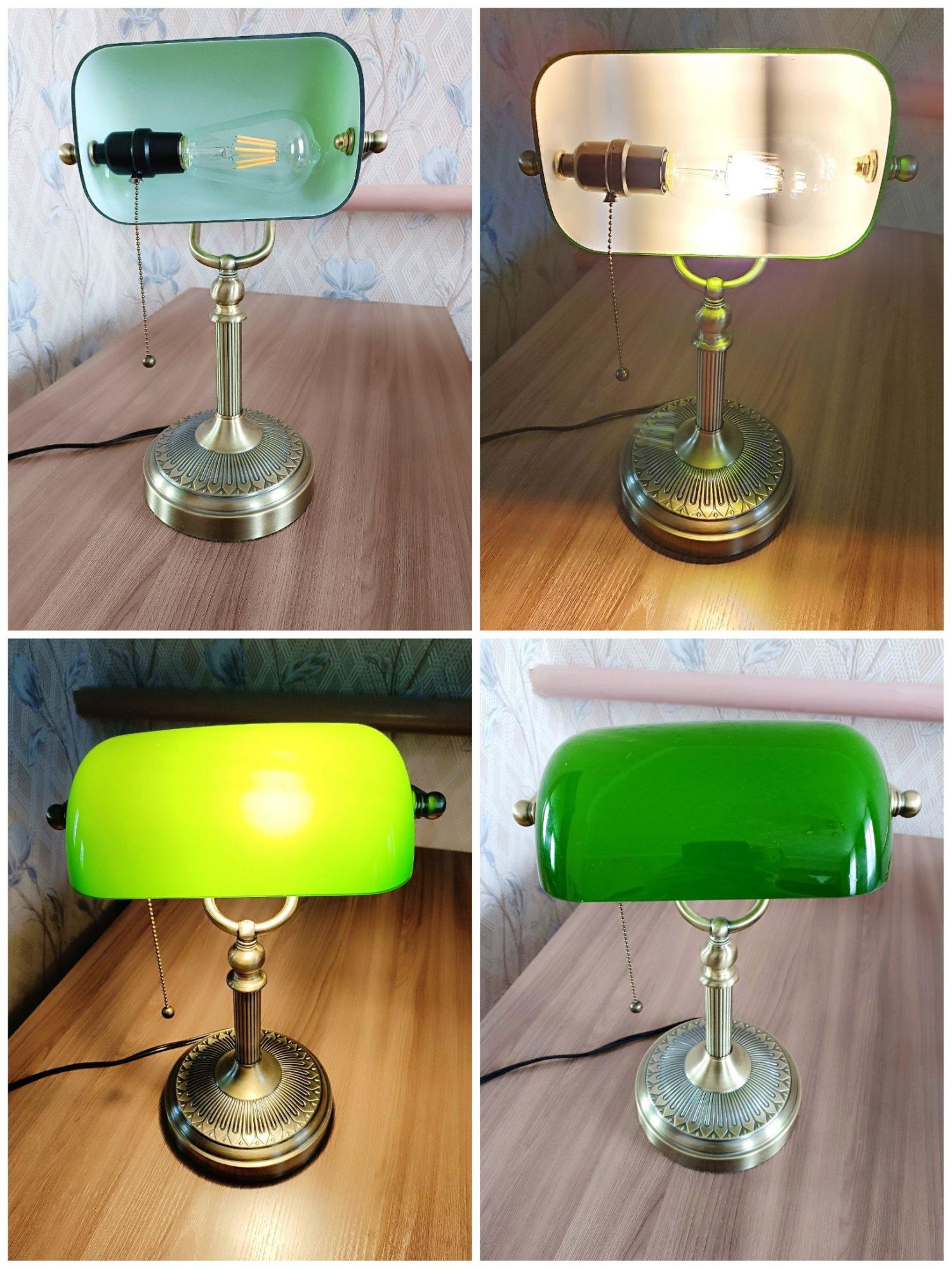 Vintage table light glass E27 banker's lamp zipper switch desk lamp bedroom home stuy restaurant library office light night lamp - Mountain Lakes Mall