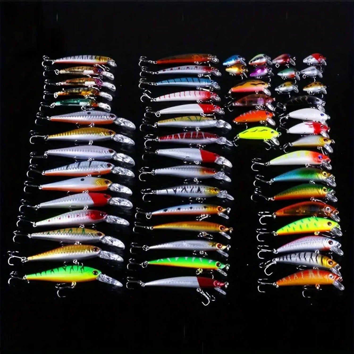 56pcs Premium Minnow Fishing Lures Kit - Hard Bait Plastic Tackle Crank Baits for Freshwater and Saltwater Fishing - Mountain Lakes Mall