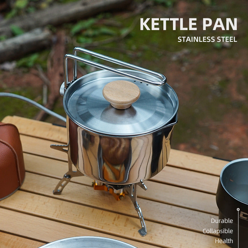 Outdoor multifunctional 304 stainless steel boiling kettle mountaineering portable coffee pot foldable fishing camping pot teapot - Mountain Lakes Mall