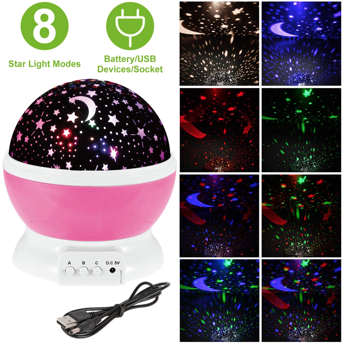 LED Star Sky Projector Night Light Kids Rotating Starry Night Lamp - Mountain Lakes Mall