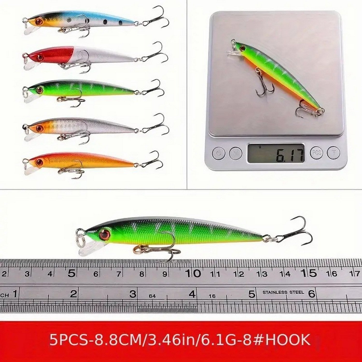 56pcs Premium Minnow Fishing Lures Kit - Hard Bait Plastic Tackle Crank Baits for Freshwater and Saltwater Fishing - Mountain Lakes Mall